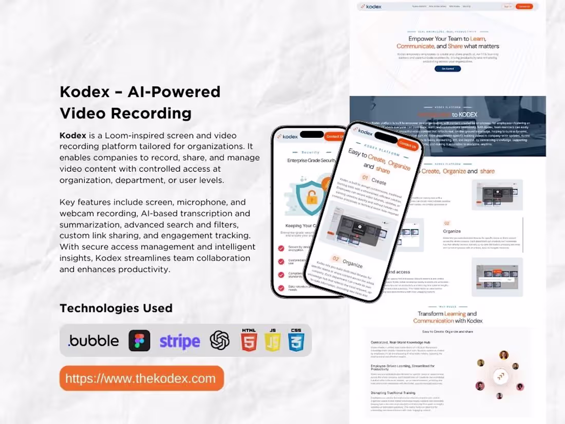 Cover image for Kodex - AI Powered Video Recording & Sharing
