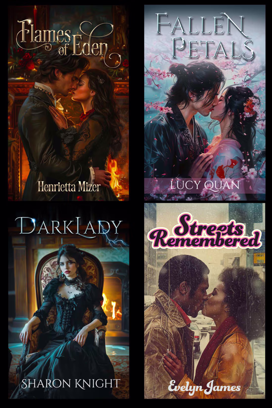 Cover image for Midjourney Romance Novel Covers