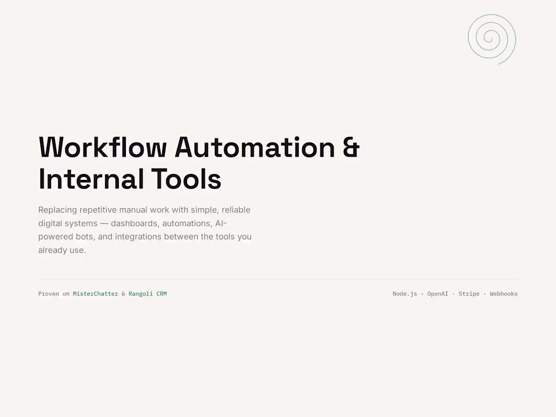 Cover image for Workflow Automation & Internal Tools