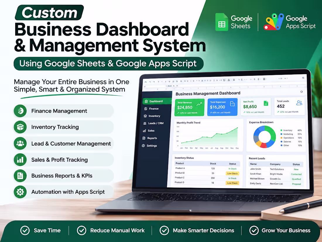 Cover image for Custom Business Dashboard & Management System