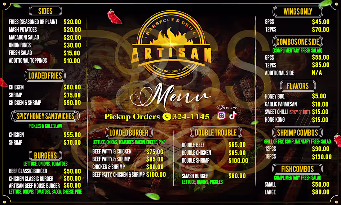 Cover image for 🔥 Bold, smoky, and impossible to miss! This 5ft x 3ft menu ...