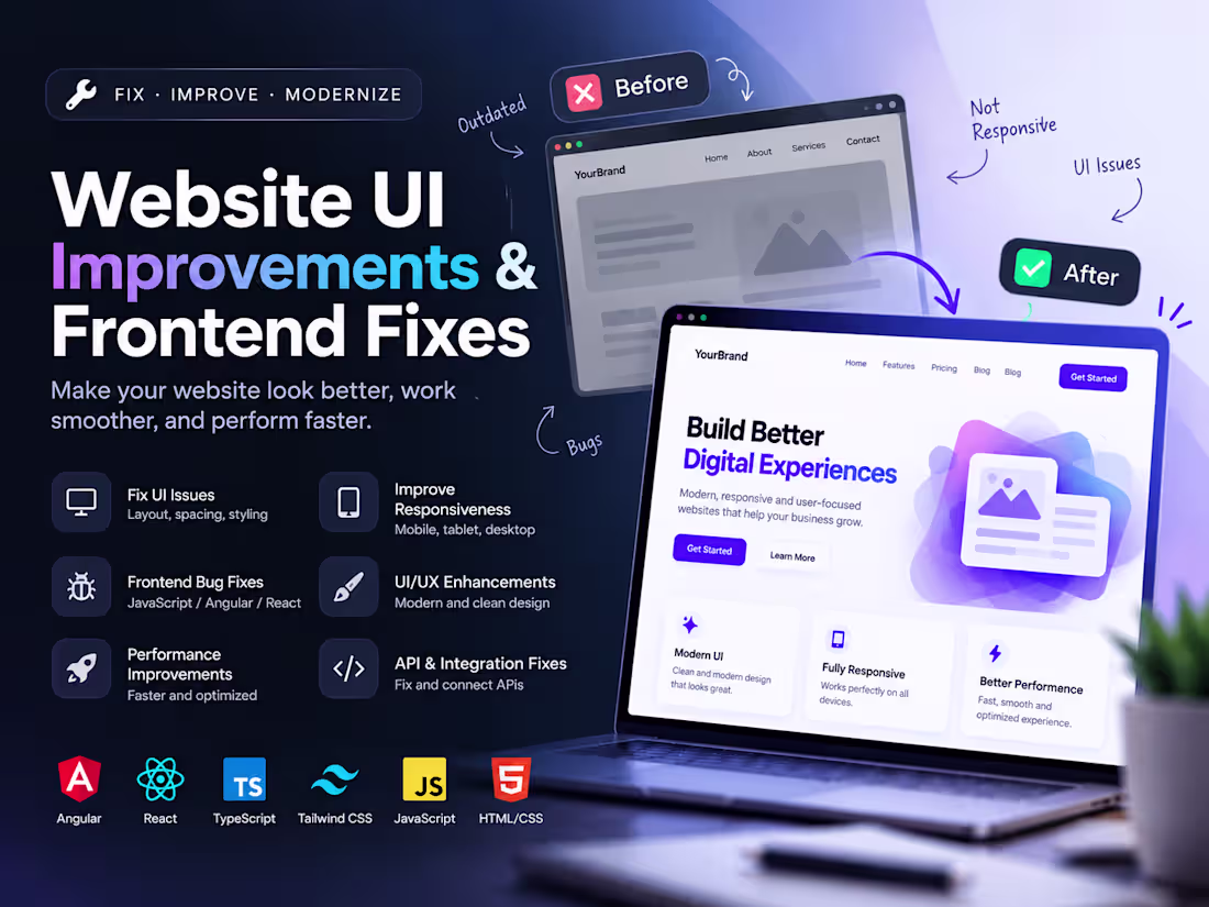 Cover image for I will fix, improve, and modernize your website frontend