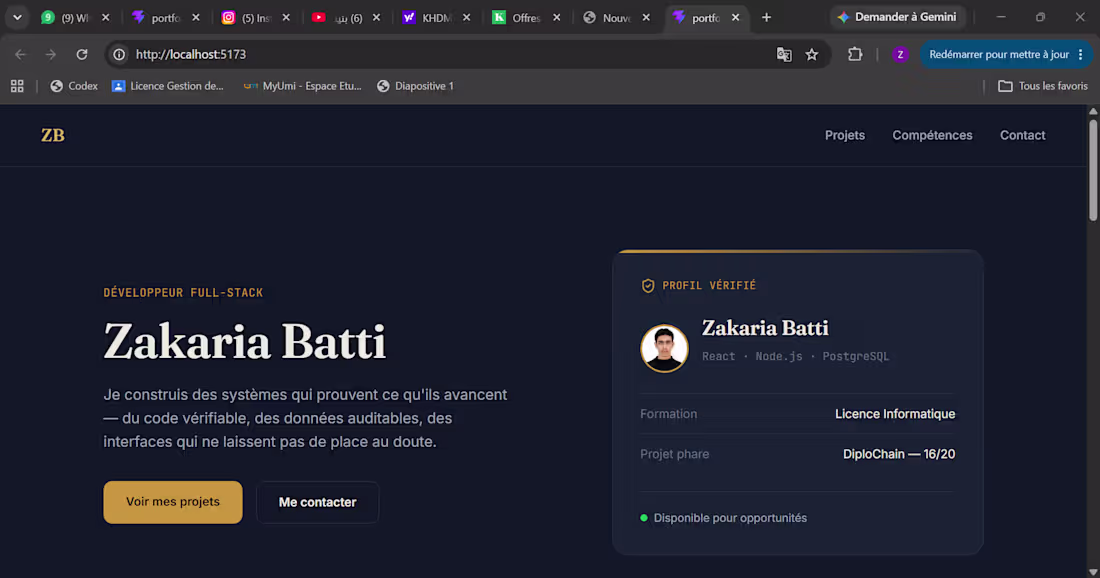 Cover image for Personal portfolio website built to
