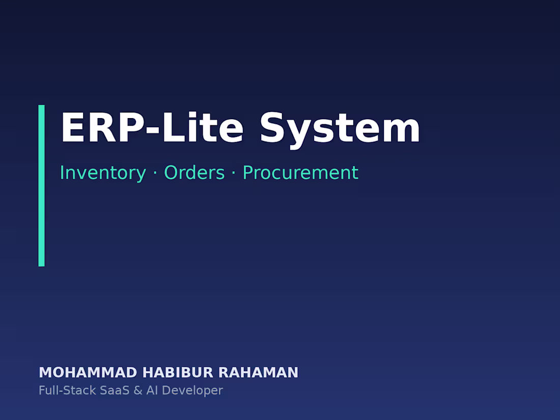 Cover image for ERP-Lite: Inventory, Orders & Procurement System