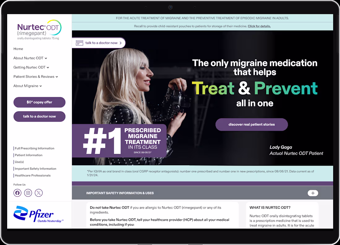 Cover image for Pfizer Nurtec x Lady Gaga Campaign