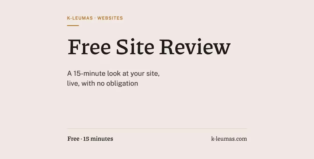 Cover image for Free 15-Minute Site Review: a quick, honest look at your site