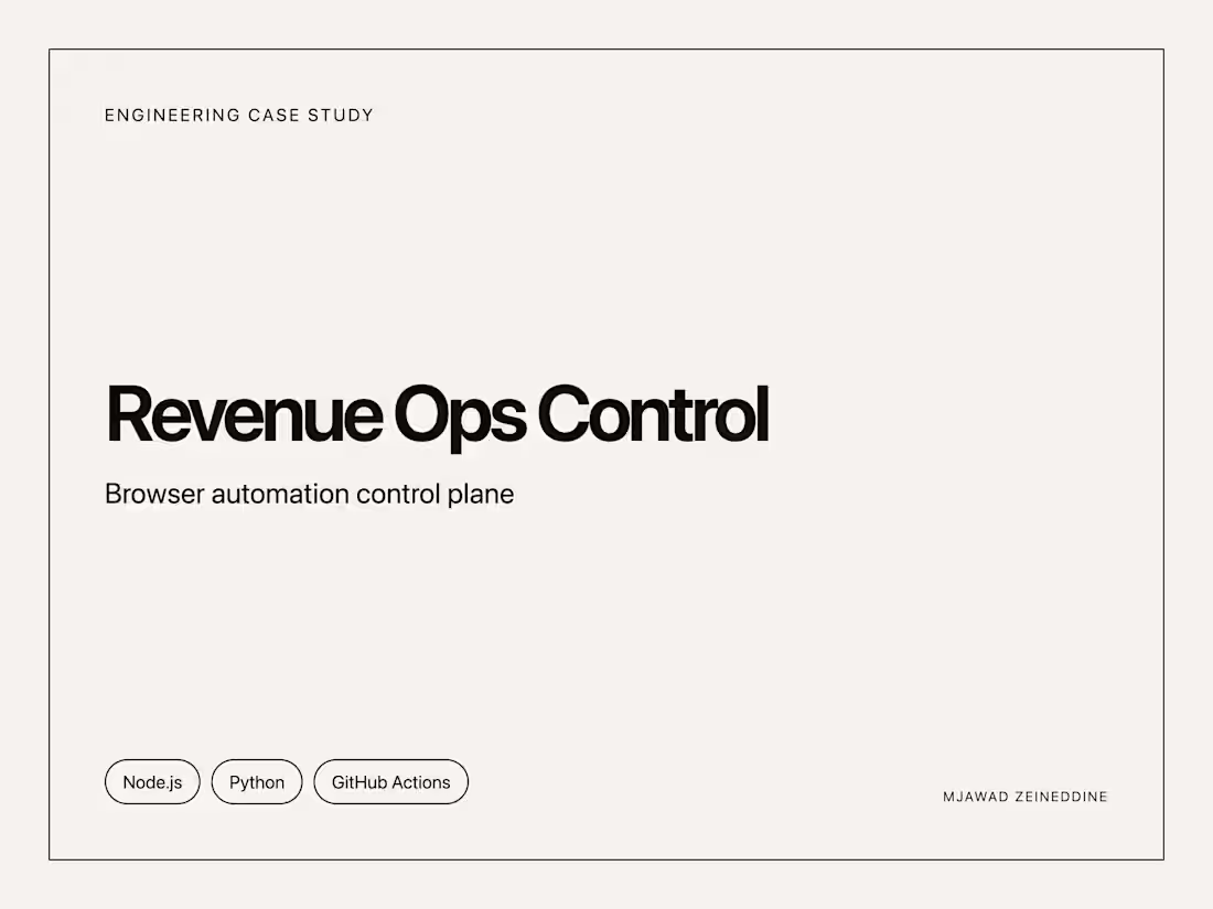 Cover image for Revenue Ops Control — browser automation control plane