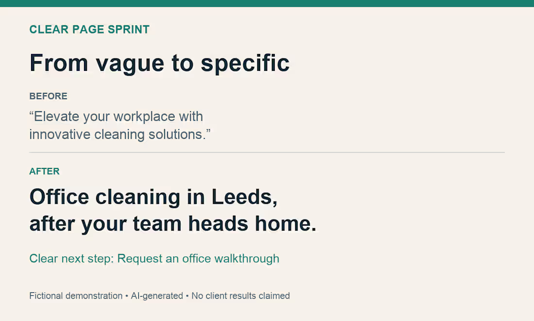Cover image for Fictional B2B landing-page rewrite —