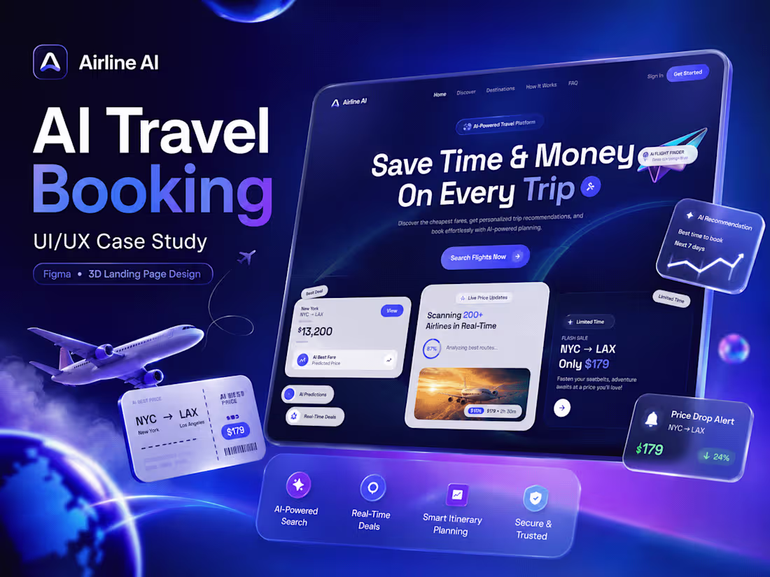 Cover image for AI Travel Booking Website — UI/UX Case Study