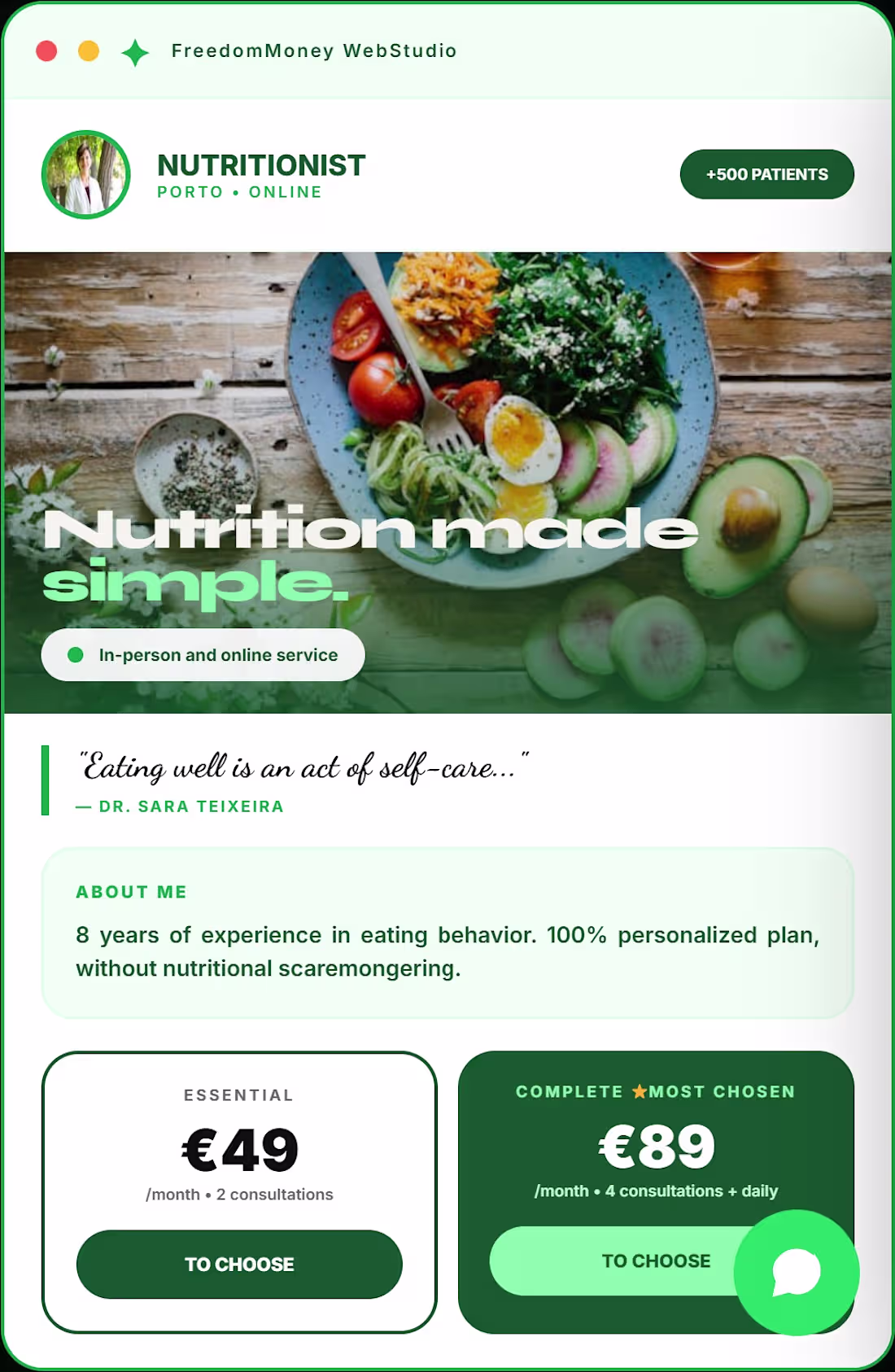 Cover image for Nutritionist Website — Porto, Portugal