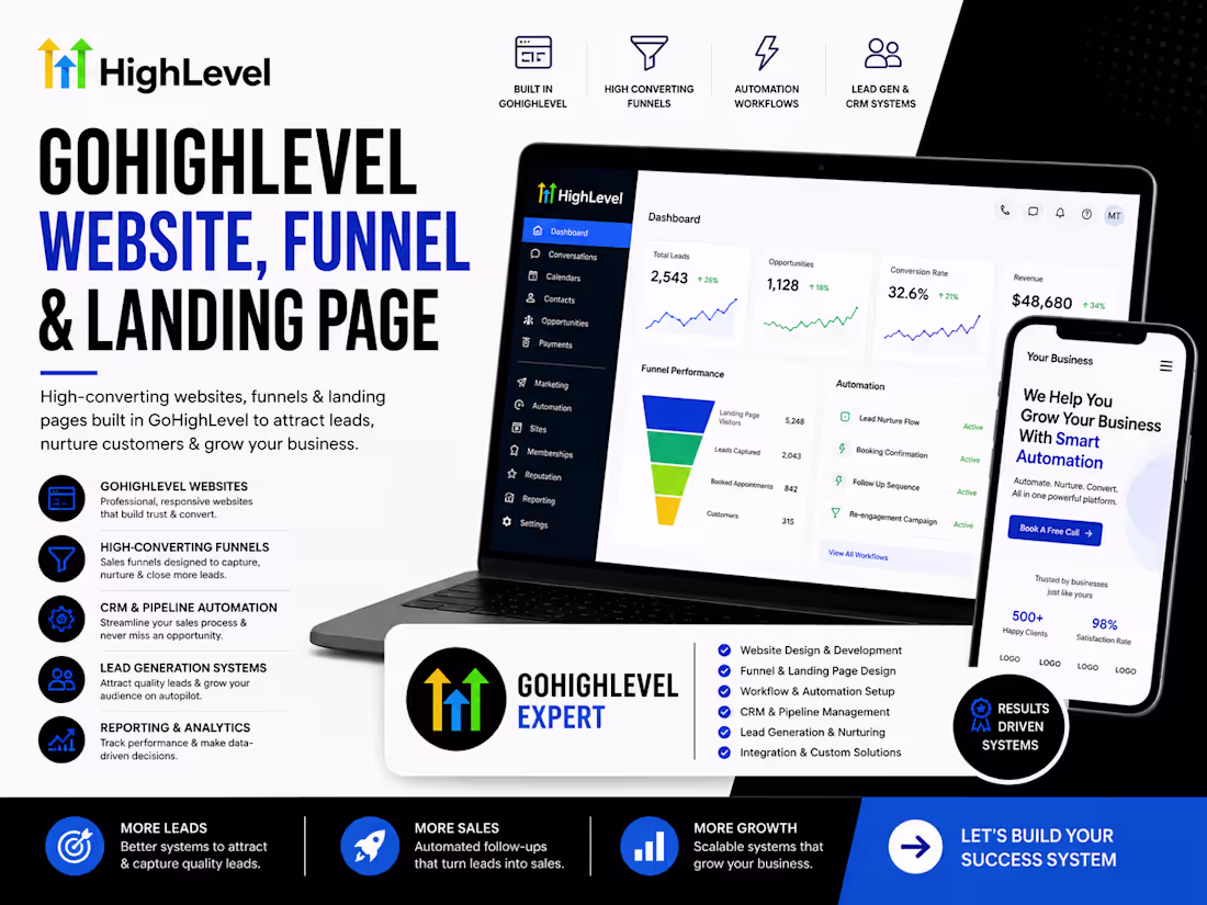 Cover image for Build GoHighLevel Website, Funnel & Landing Page that converts 