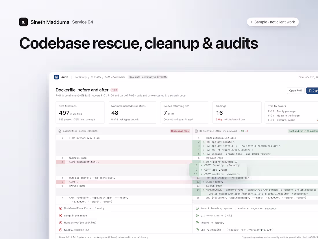 Cover image for Codebase Rescue, Cleanup & Audits