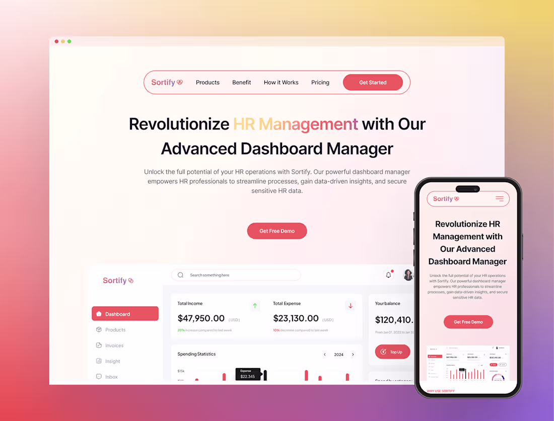 Cover image for Sortify | SAAS Responsive Landing Page 