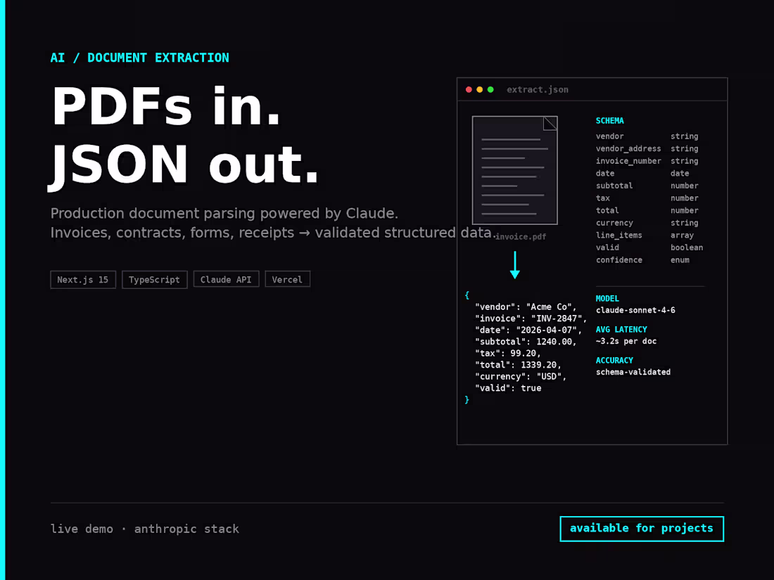 Cover image for Production Document Extraction System (PDF to JSON)