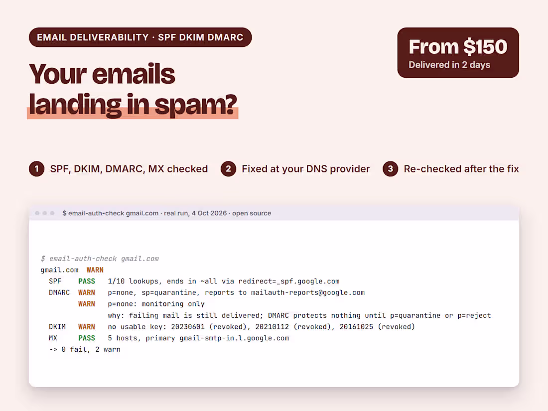 Cover image for Emails Going to Spam? SPF, DKIM and DMARC Fixed and Verified