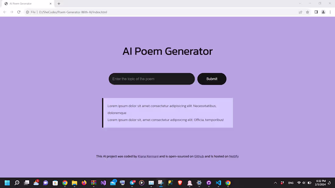 Cover image for An interactive web application built