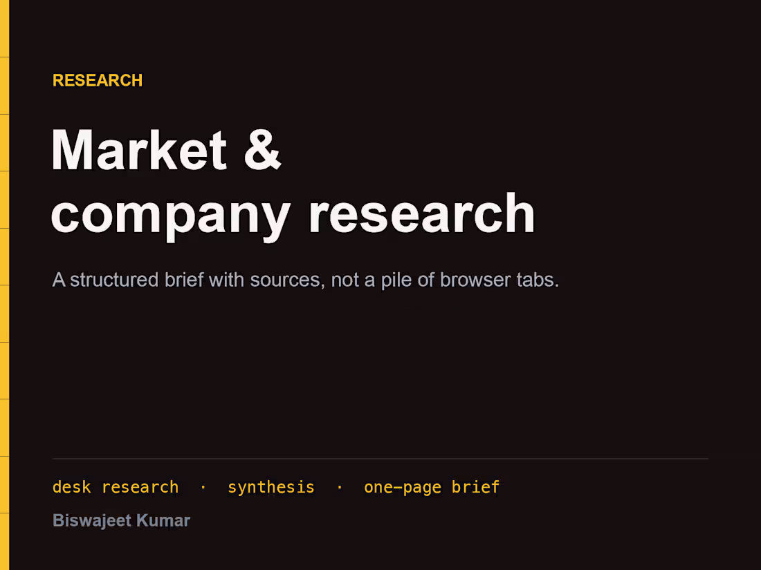 Cover image for Company & market research brief, with sources