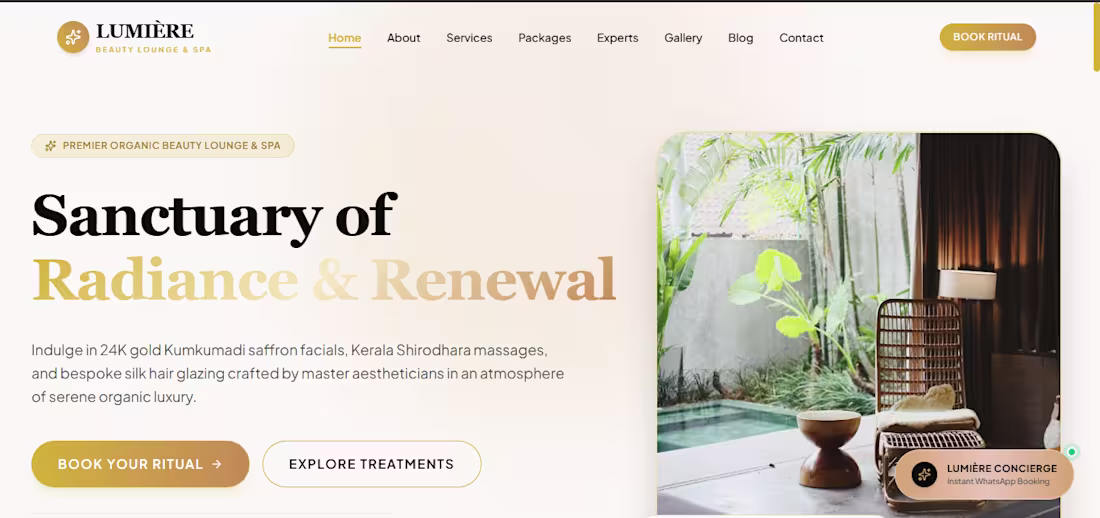 Cover image for Lumière Beauty Lounge & Spa Website