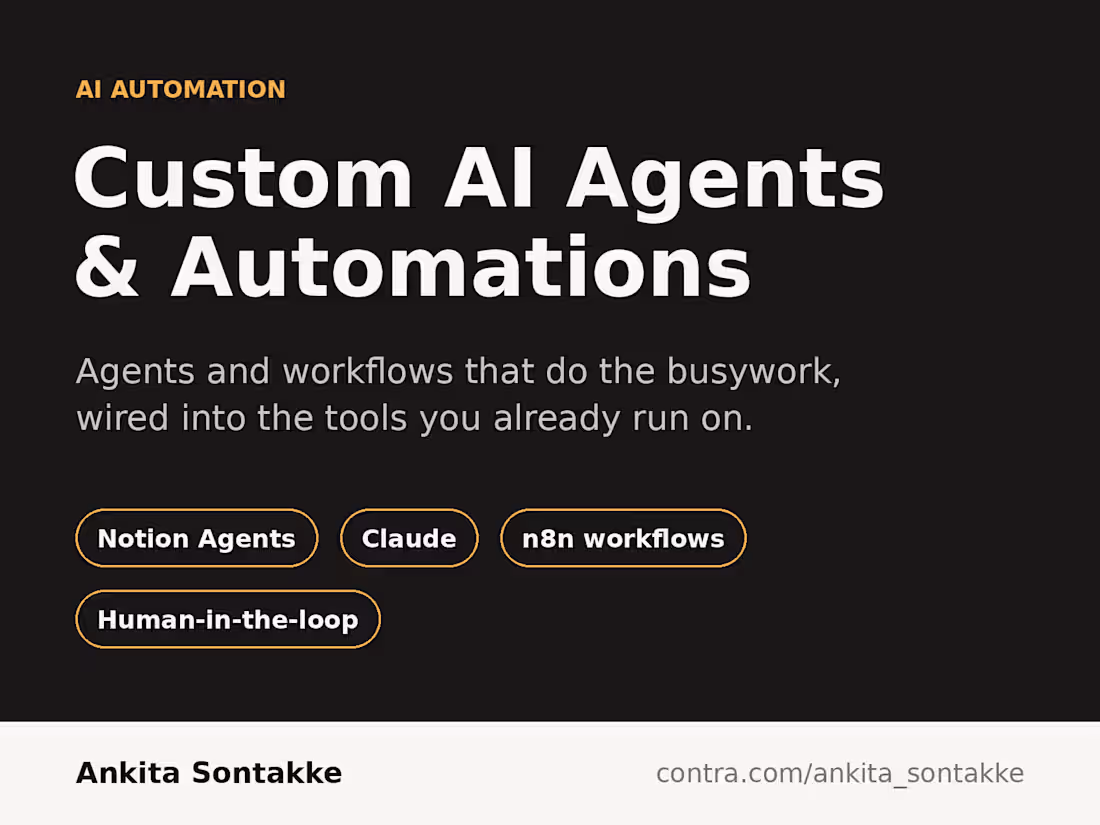 Cover image for Custom AI Agents & Automations: Notion + Claude + n8n