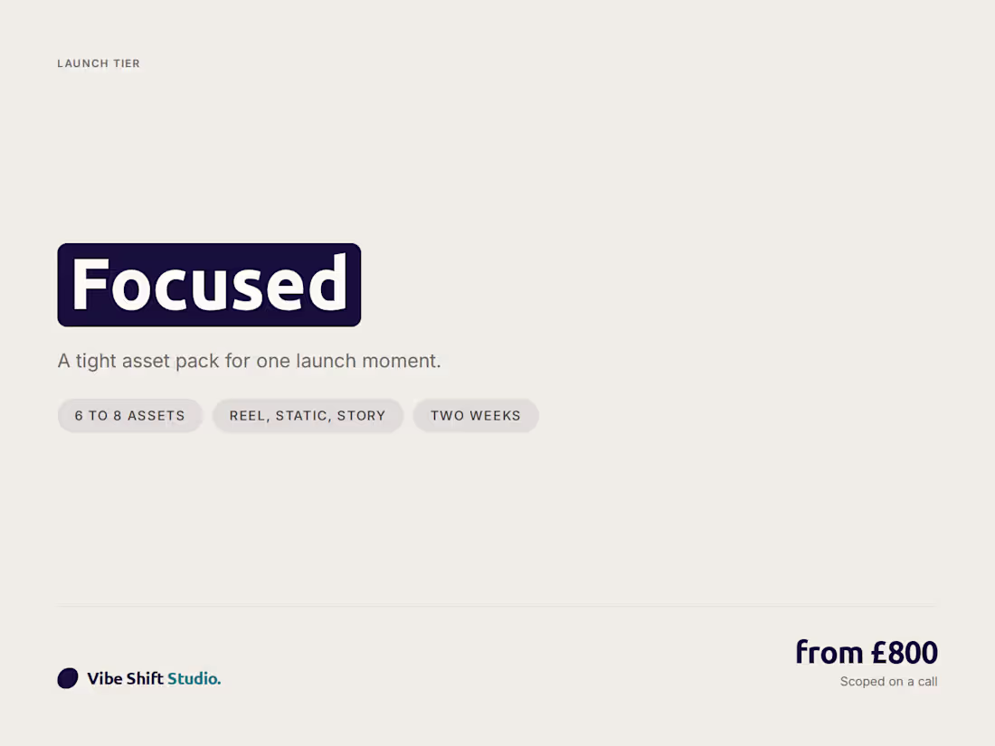 Cover image for Launch asset pack from £800