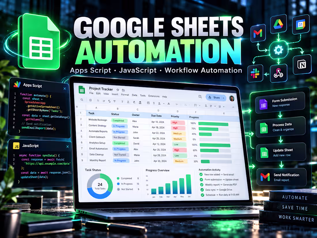 Cover image for I Will Automate Google Sheets Tasks with Apps Script