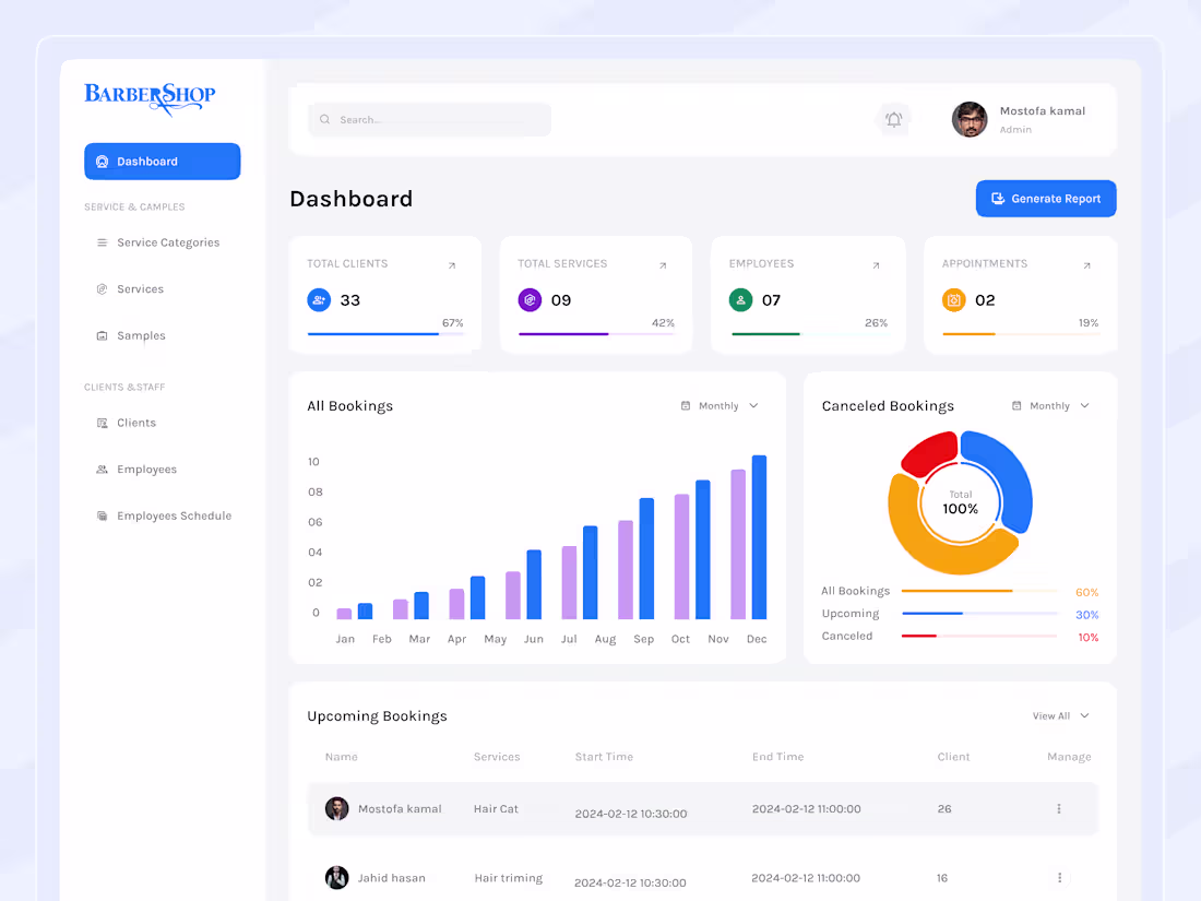 Cover image for Here is my Barber shop Dashboard👇 We available for Freelanc...