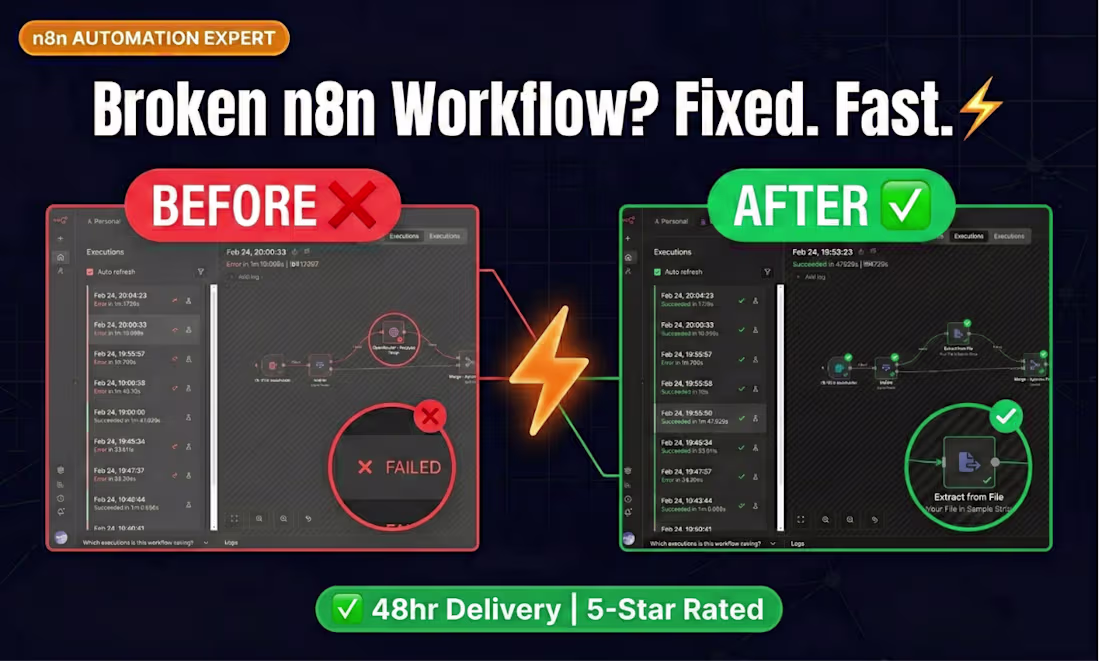 Cover image for Fix your broken n8n workflows to stop errors and save time