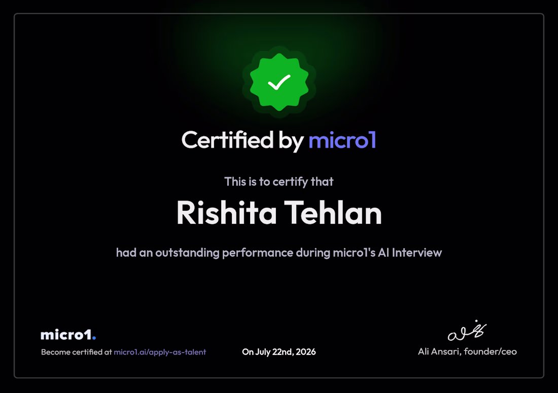 Cover image for Received certification from Micro1 for