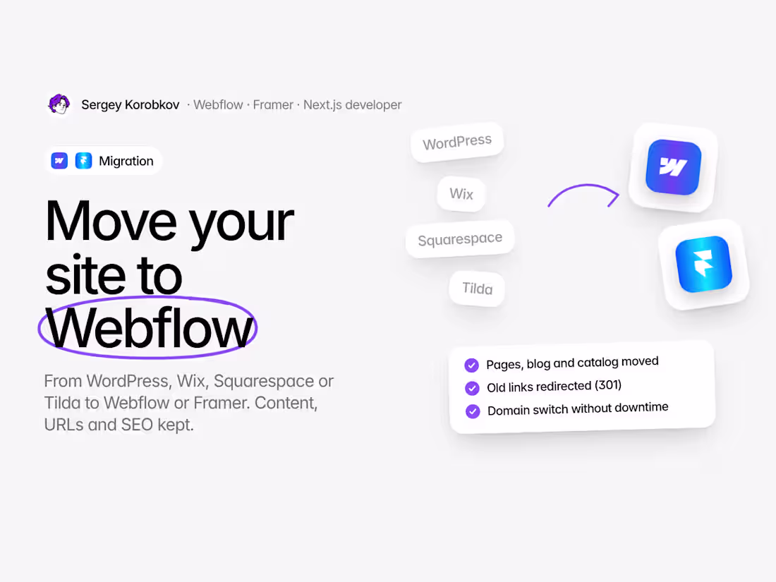 Cover image for Website Migration to Webflow or Framer