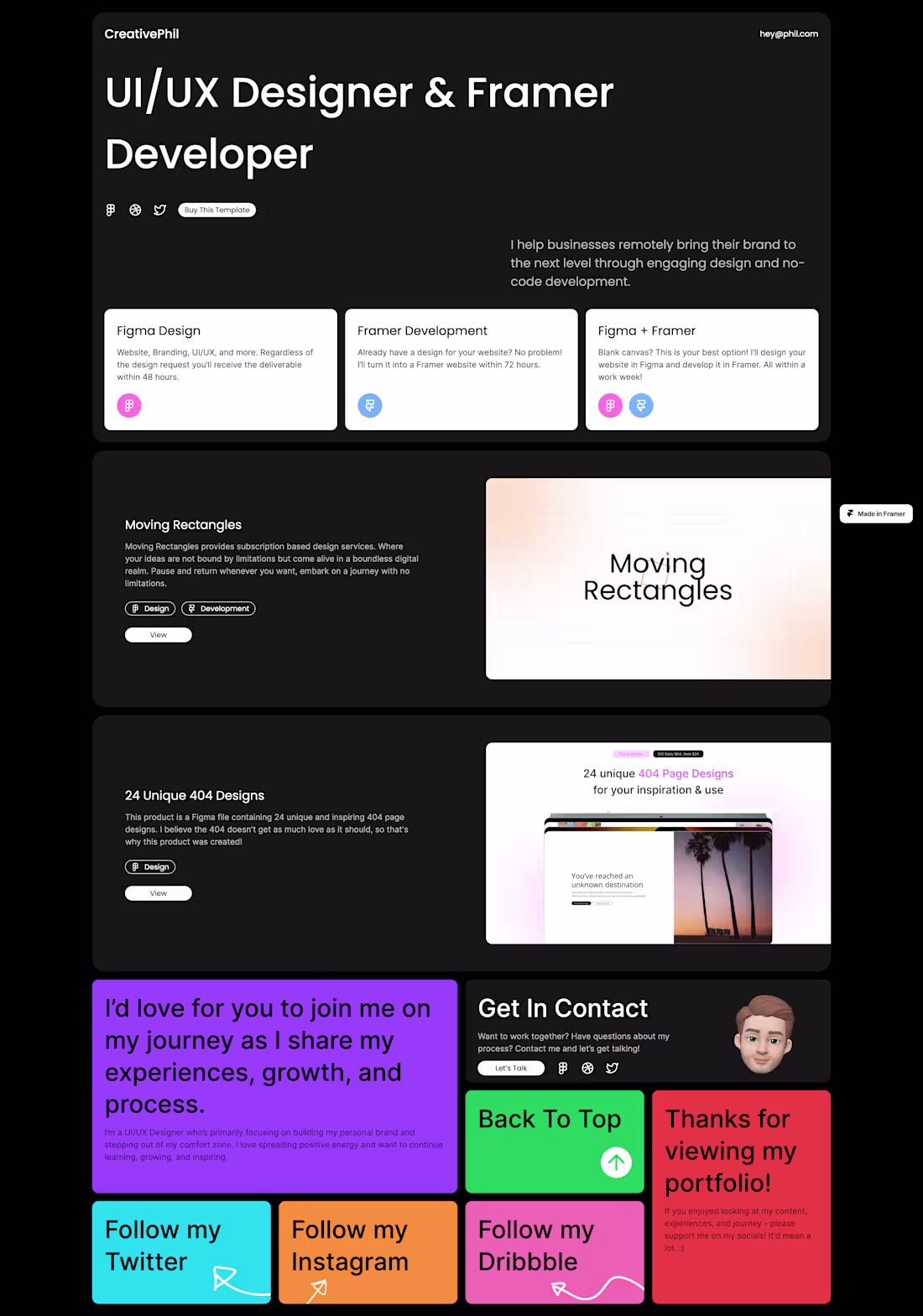 Cover image for CreativePhil - Framer Portfolio