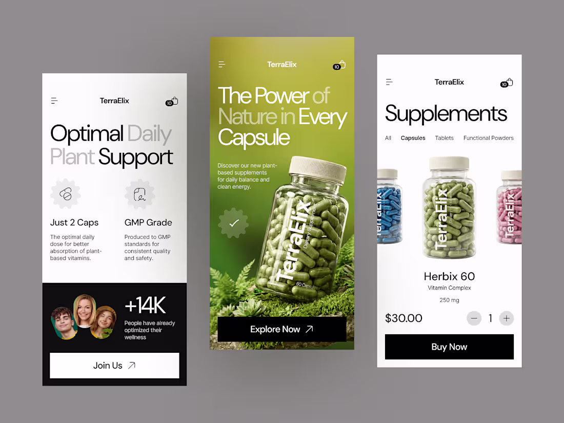 Cover image for Mobile E-commerce Design for Supplements Brand