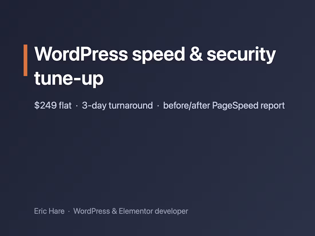 Cover image for WordPress speed & security tune-up