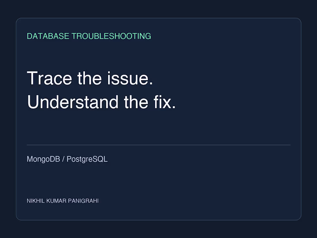 Cover image for Database & Backend Troubleshooting