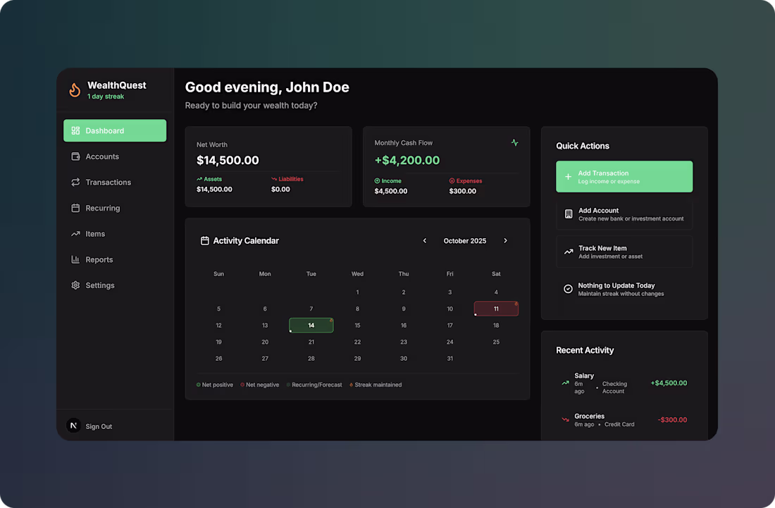 Cover image for WealthQuest - Personal Finance Management App