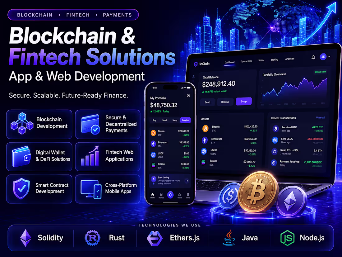 Cover image for Blockchain & FinTech Web & Application Solutions