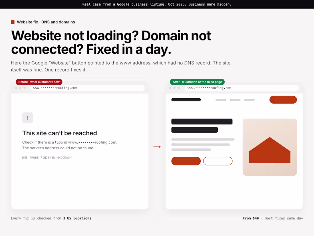 Cover image for Website Not Loading or Domain Not Connected? Fixed in a Day