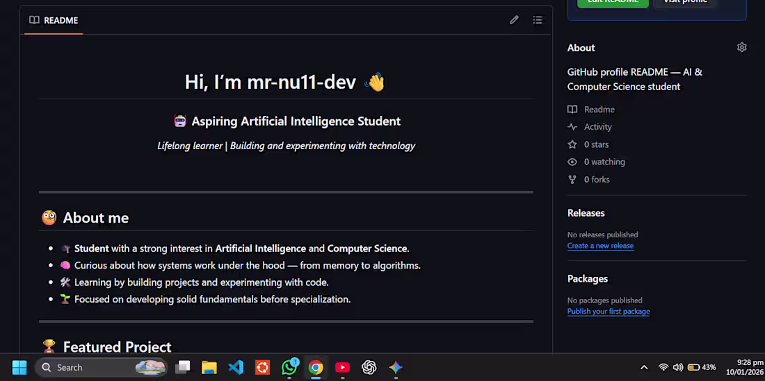 Cover image for Woohoo! finally made my own github profile and uploaded my f...