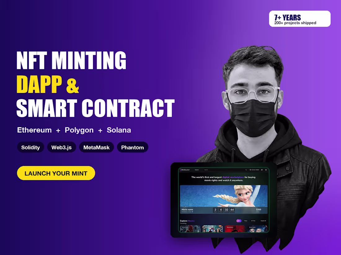 Cover image for NFT Minting dApp, NFT Website and Smart Contract on Solana, ETH