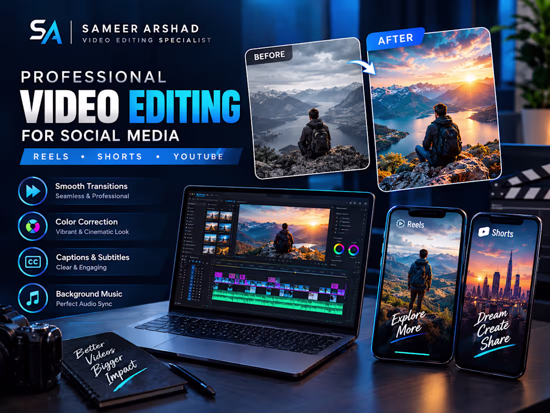 Cover image for Professional Short-Form Video Editing for Social Media