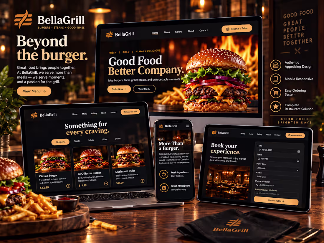 Cover image for BellaGrill | Premium Restaurant Website