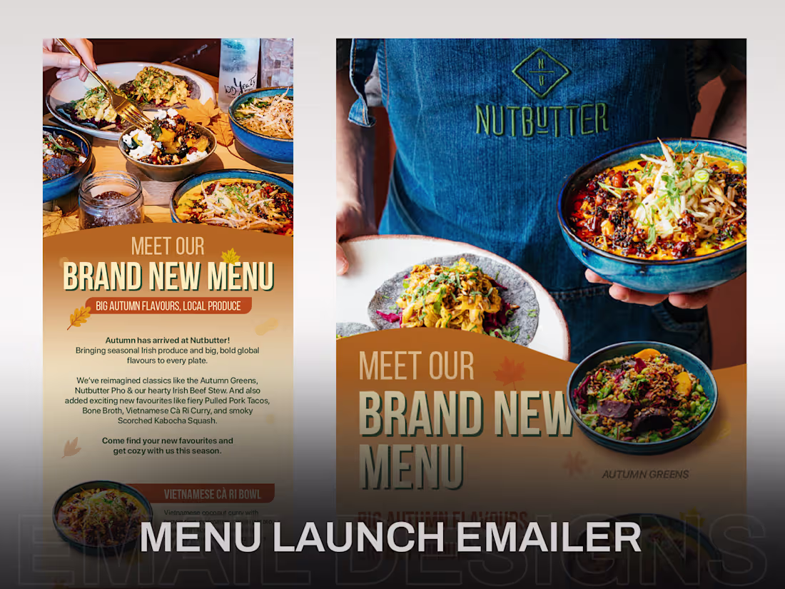 Cover image for Autumn menu launch emailer design for Nutbutter.ie (https://...