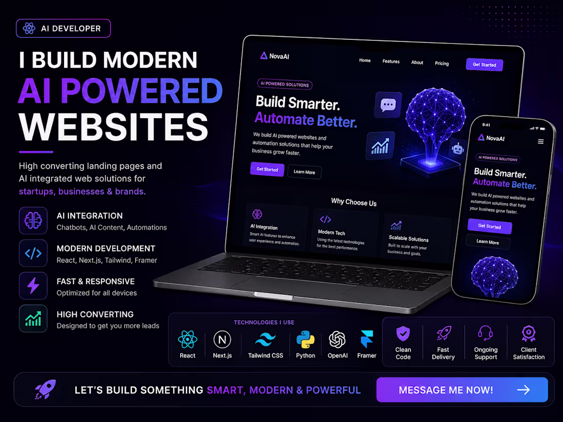 Cover image for I will build a premium modern landing page UI UX design