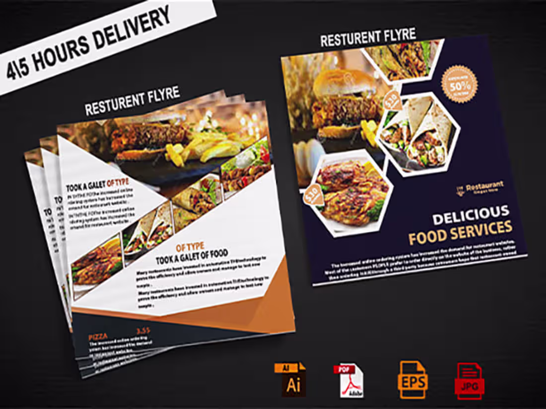Cover image for UNIQUE AND ATTRACTIVE RESTURENT FLYRE & MENU DESIGN