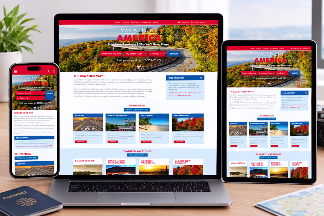 Cover image for Vacations to America – Travel & Tourism Website Design