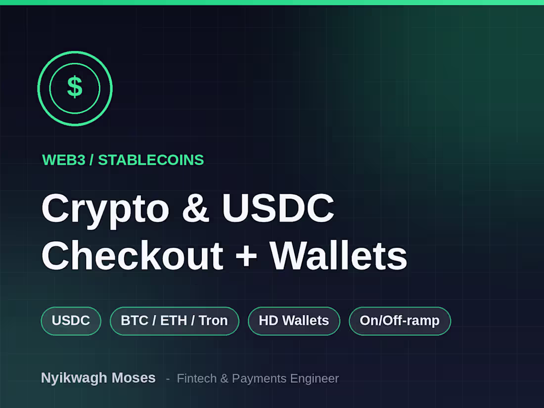 Cover image for Crypto & stablecoin (USDC) checkout / wallet integration