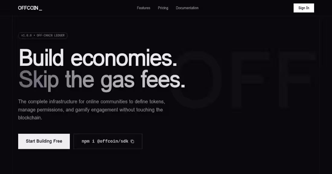 Cover image for Offcoin - Build Token Economies Without Gas Fees