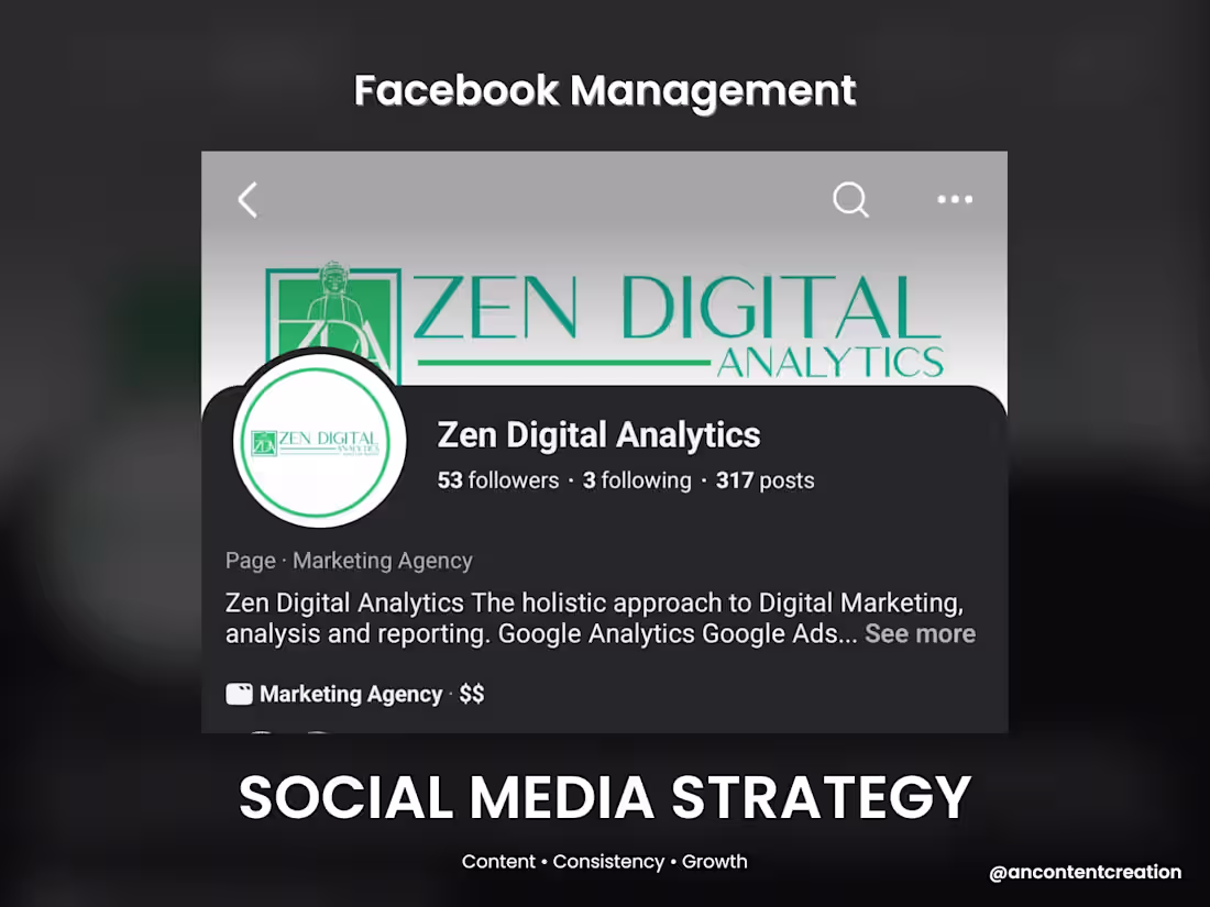 Cover image for Facebook Content Strategy + Page Growth (Zen Digital Analytics)