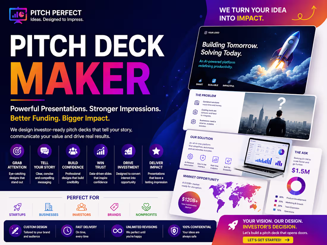 Cover image for Create a Pitch deck for Startup and Entreprenuers.