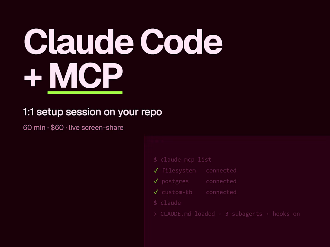 Cover image for Claude Code & MCP setup for your repo — 1:1 session
