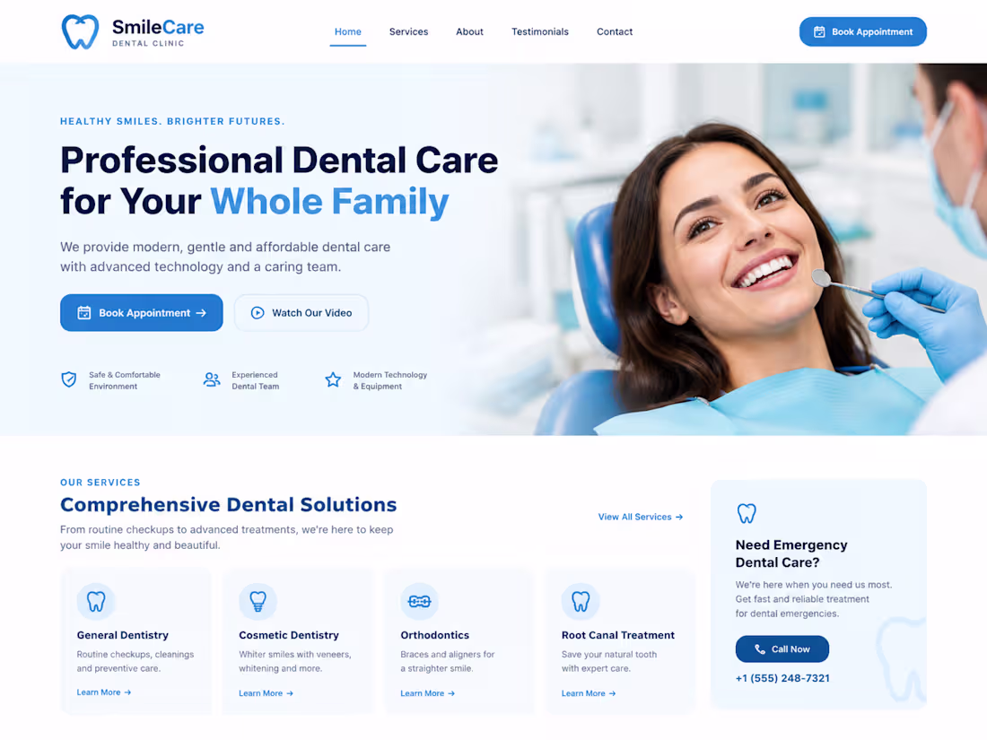 Cover image for SmileCare — Dental Clinic Website
